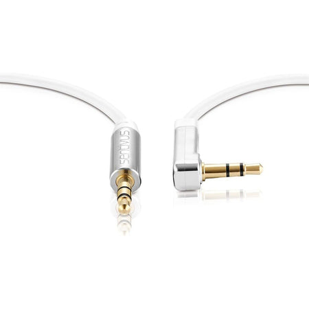 Cablu audio jack 3.5 mm tata-tata 3 m, mufa 90°, alb, Sentivus S-AU031-300