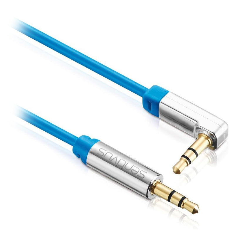 Cablu audio jack 3.5 mm tata-tata cu mufă la 90° Sentivus
