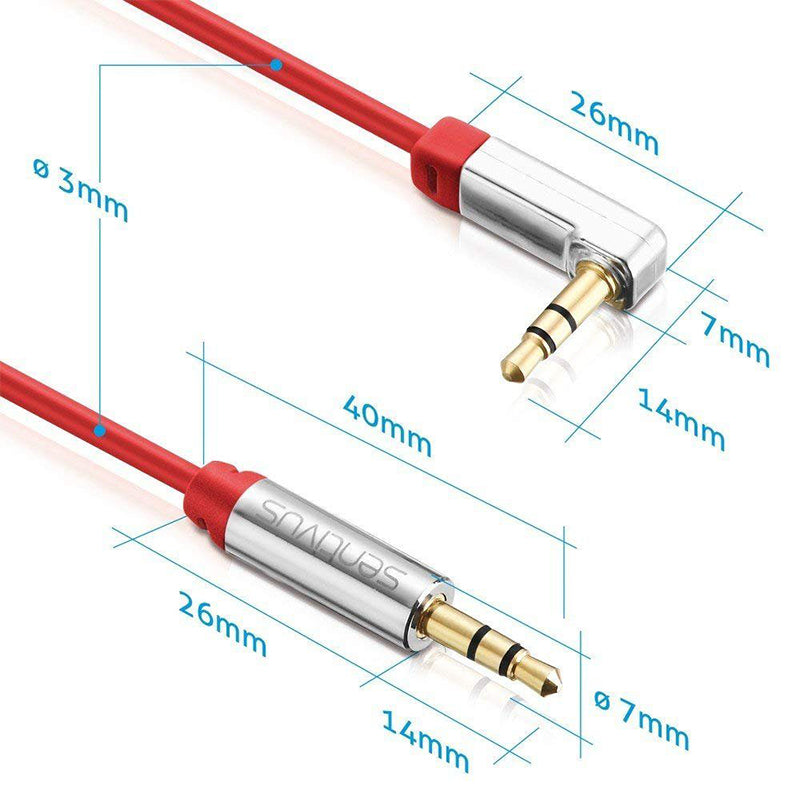 Cablu audio jack 3.5 mm tata-tata cu unghi 90° și cupru OFC Sentivus