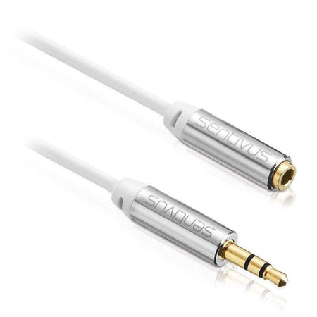 Cablu audio jack 3.5 mm tata-mamă 3 m placat cu aur, alb Sentivus S-AU061-300