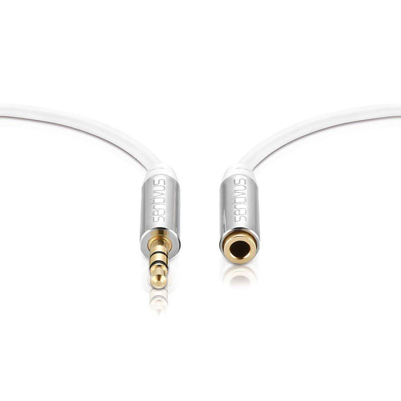 Cablu audio jack 3.5 mm tata-mamă 3 m placat cu aur, alb Sentivus S-AU061-300