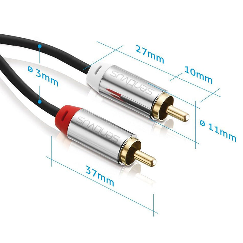 Cablu audio 2×RCA tata - 2×RCA tata, cablu de cupru Sentivus
