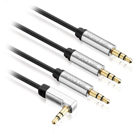 Set 2 cabluri audio jack 3,5 mm tată-tată cu mufă la 90° Sentivus