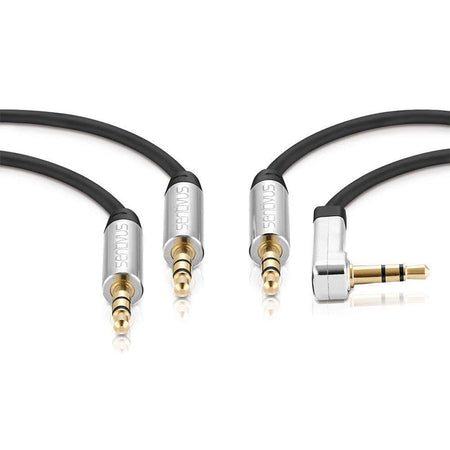 Set 2 cabluri audio jack 3,5 mm tată-tată cu mufă la 90° Sentivus