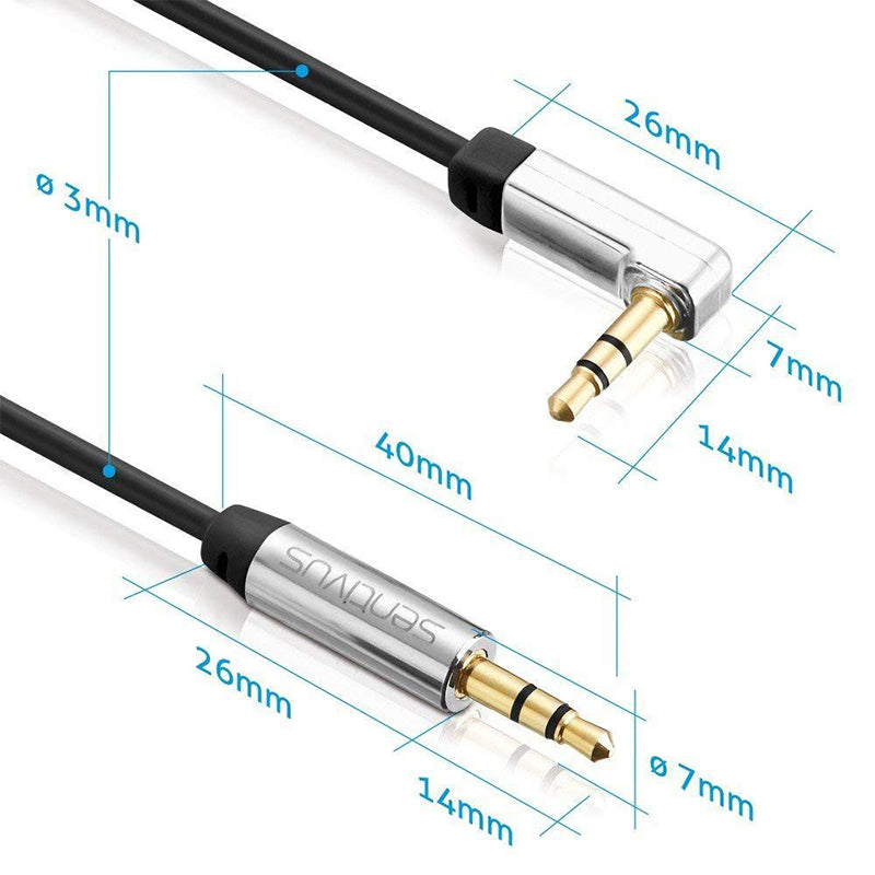 Set 2 cabluri audio jack 3,5 mm tată-tată cu mufă la 90° Sentivus