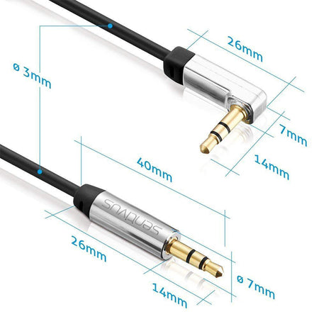 Set 2 cabluri audio jack 3,5 mm tată-tată cu mufă la 90° Sentivus