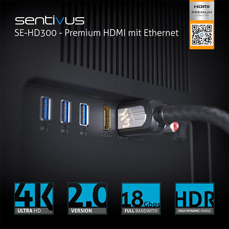 Cablu HDMI Premium 4K tată-tată cu protecție, Sentivus