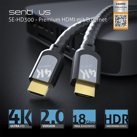 Cablu HDMI Premium 4K tată-tată cu protecție, Sentivus