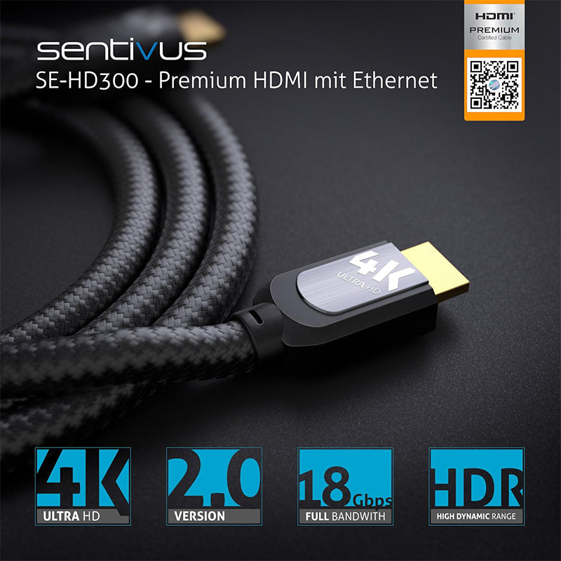 Cablu HDMI Premium 4K tată-tată cu protecție, Sentivus