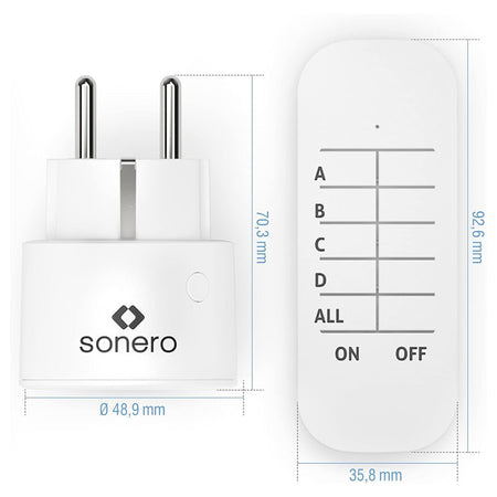 Priză cu telecomandă, max 2300 W, rază de 30 m S-RCS101