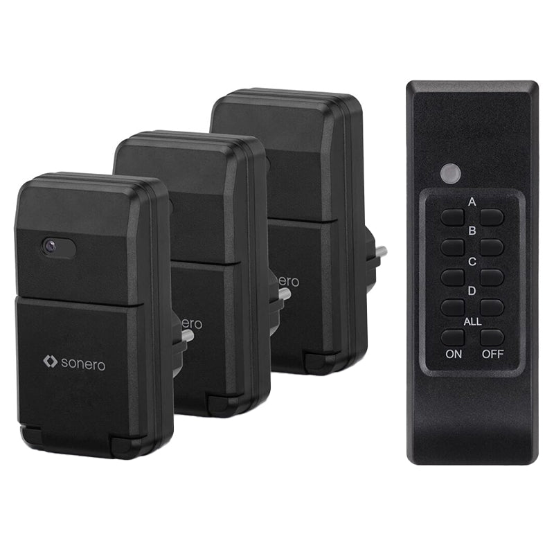 Set 3 prize exterior cu telecomandă, max. 1100 W, control 30 m S-RCS303