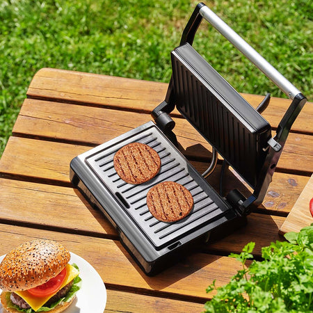 Grătar electric 1000 W cu plăci non-stick, tavă detașabilă Sencor S-SBG2070SS