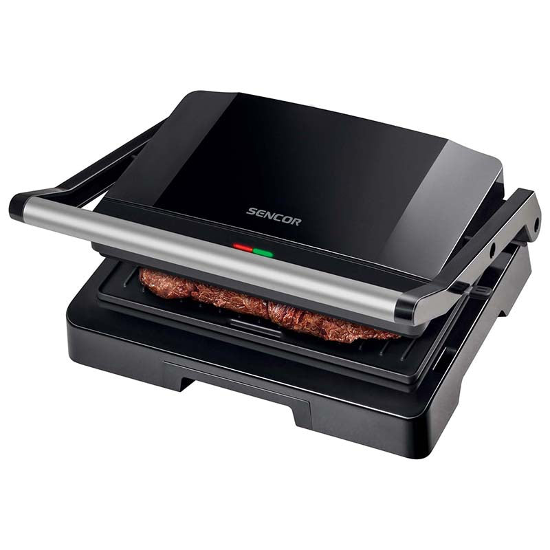 Grătar electric 1000 W cu plăci non-stick, tavă detașabilă Sencor S-SBG2070SS
