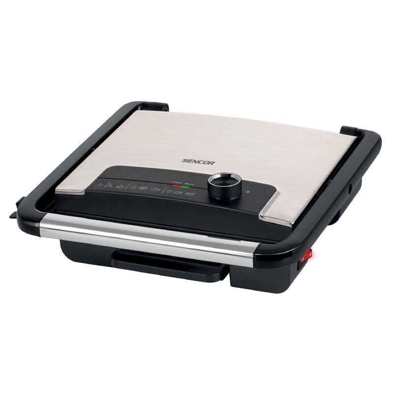 Grill electric 2000 W cu termostat plăci antiaderente Sencor S-SBG3710SS