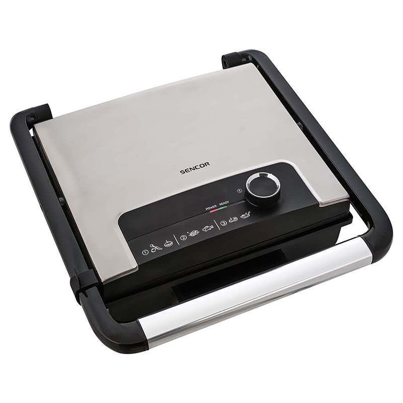 Grill electric 2000 W cu termostat plăci antiaderente Sencor S-SBG3710SS