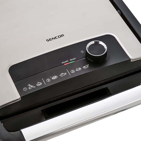 Grill electric 2000 W cu termostat plăci antiaderente Sencor S-SBG3710SS