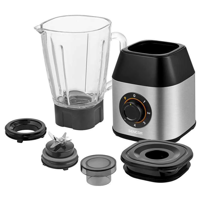 Blender 1250 W cu 6 lame inoxidabil, recipient sticlă, Sencor S-SBL4872BK