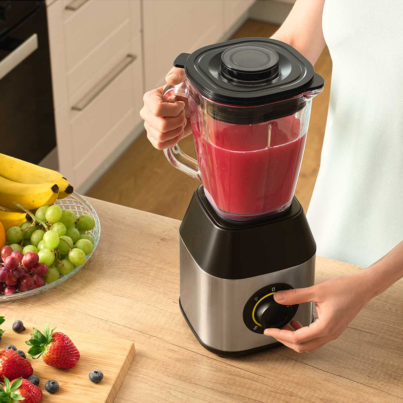 Blender 1250 W cu 6 lame inoxidabil, recipient sticlă, Sencor S-SBL4872BK