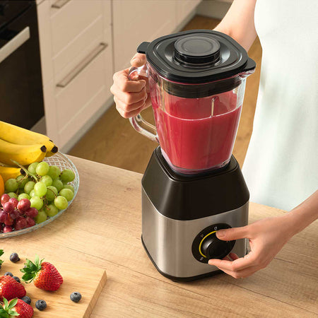 Blender 1250 W cu 6 lame inoxidabil, recipient sticlă, Sencor S-SBL4872BK