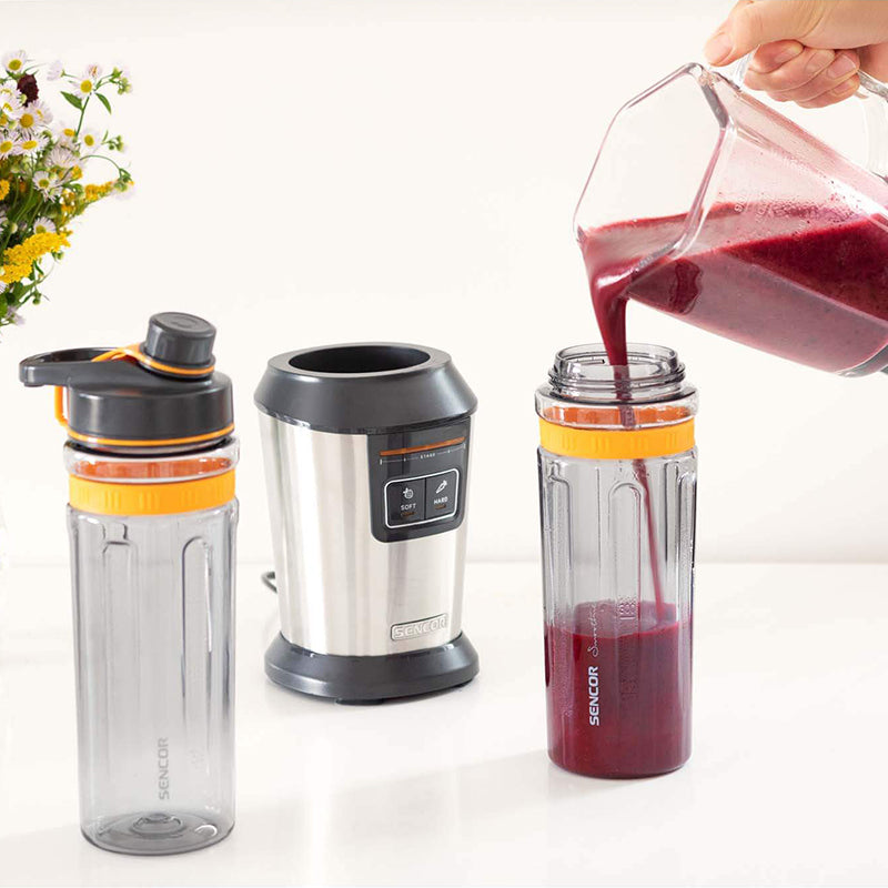 Blender smoothie automat 800 W cu două sticle Tritan, Sencor S-SBL7550SS