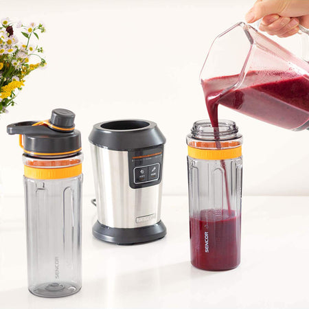 Blender smoothie automat 800 W cu două sticle Tritan, Sencor S-SBL7550SS
