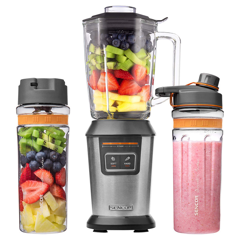 Blender smoothie automat 800 W cu două sticle Tritan, Sencor S-SBL7550SS