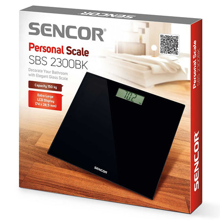 Cântar de persoane cu sticlă securizată, ecran LCD, negru Sencor S-SBS2300BK