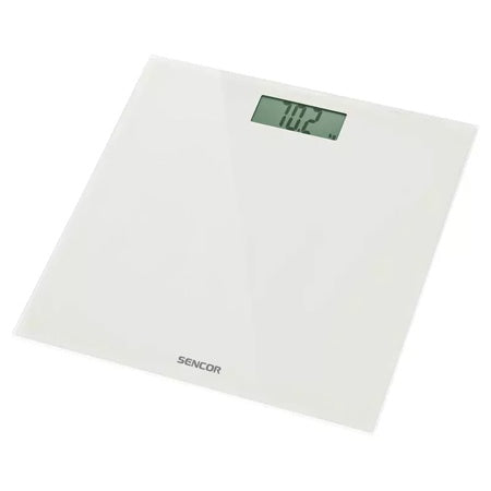 Cântar de persoane din sticlă, ecran LCD mare, subțire, alb Sencor S-SBS2301WH
