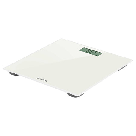 Cântar de persoane din sticlă, ecran LCD mare, subțire, alb Sencor S-SBS2301WH