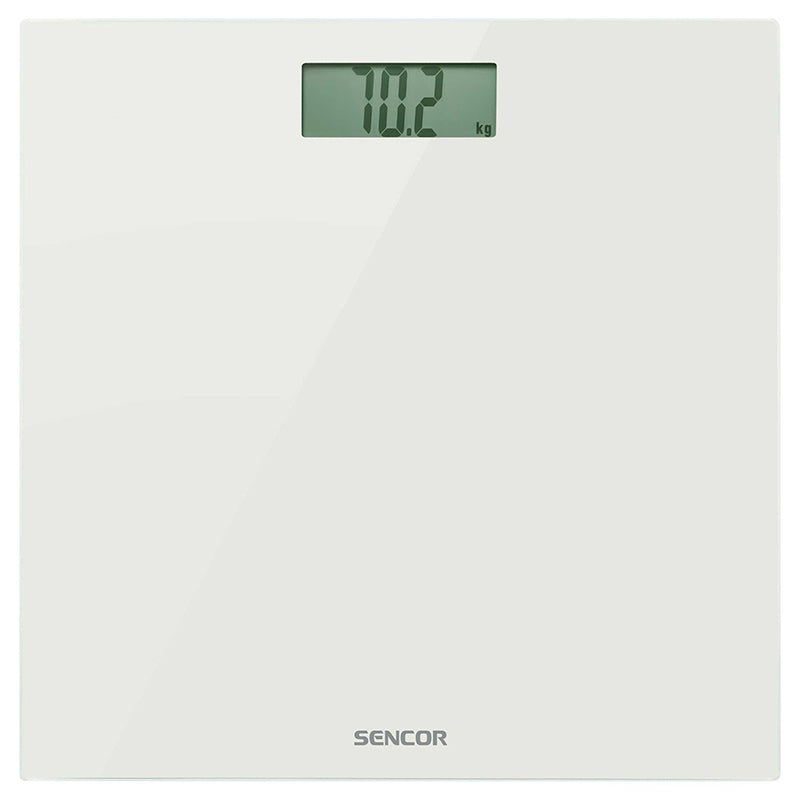 Cântar de persoane din sticlă, ecran LCD mare, subțire, alb Sencor S-SBS2301WH