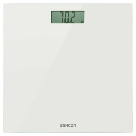 Cântar de persoane din sticlă, ecran LCD mare, subțire, alb Sencor S-SBS2301WH
