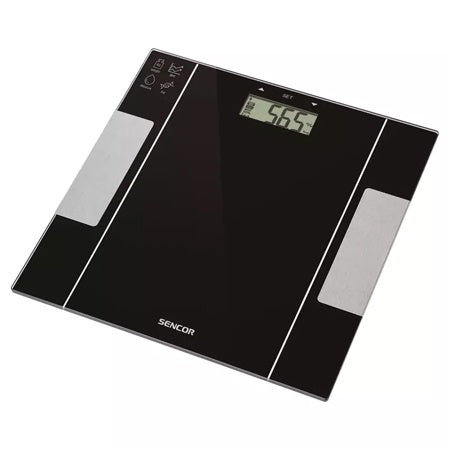 Cântar de persoane fitness ultra subțire, sticlă, Sencor S-SBS5050BK