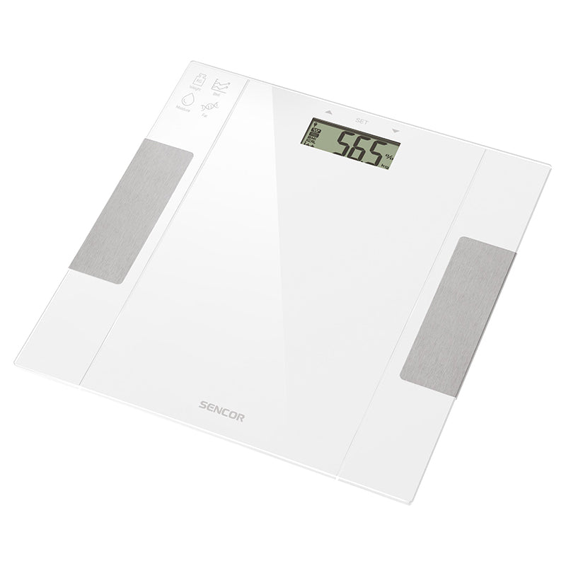Cântar fitness cu analiză bioimpedanță, memorie, alb Sencor S-SBS5051WH