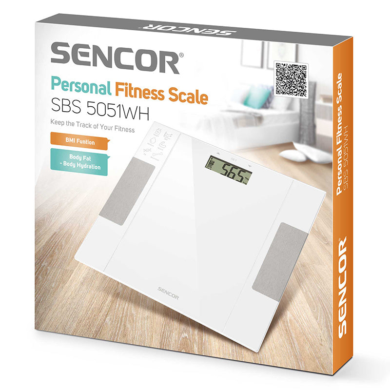 Cântar fitness cu analiză bioimpedanță, memorie, alb Sencor S-SBS5051WH