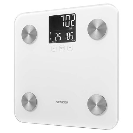 Cântar persoane cu analiză corporală, sticlă, LCD, memorie 12 utilizatori S-SBS6025WH
