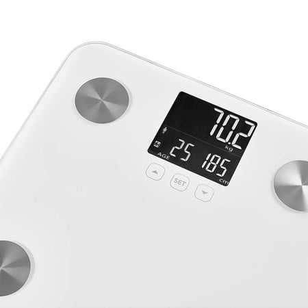 Cântar persoane cu analiză corporală, sticlă, LCD, memorie 12 utilizatori S-SBS6025WH