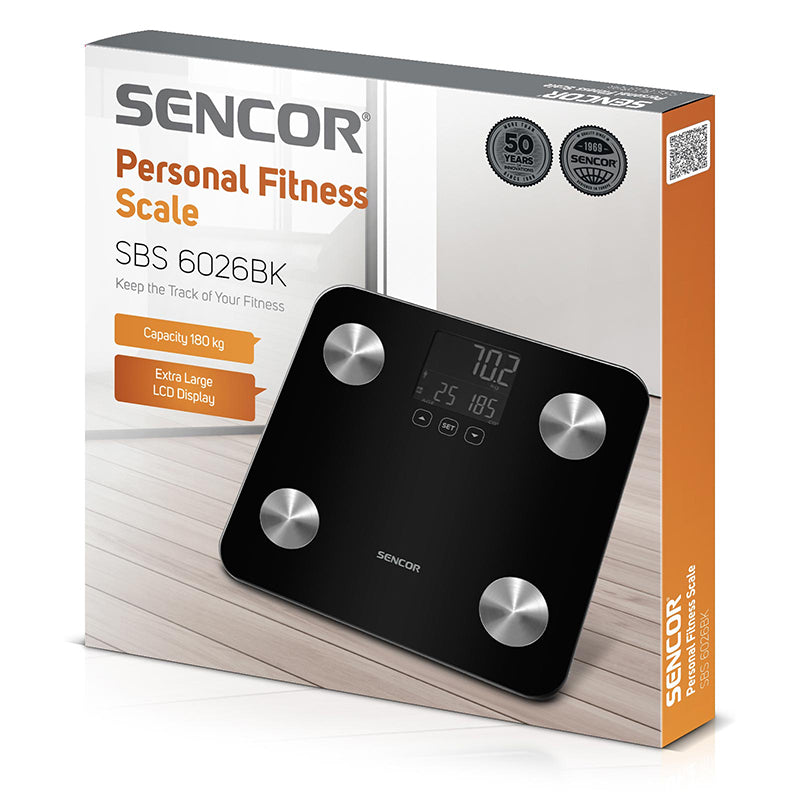 Cântar persoane digital, analiză corporală, sticlă, max 180 kg S-SBS6026BK