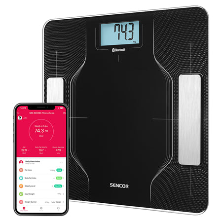 Cântar smart fitness cu aplicație Bluetooth, analiză corporală S-SBS8002BK