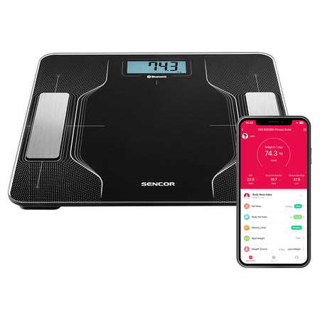 Cântar smart fitness cu aplicație Bluetooth, analiză corporală S-SBS8002BK
