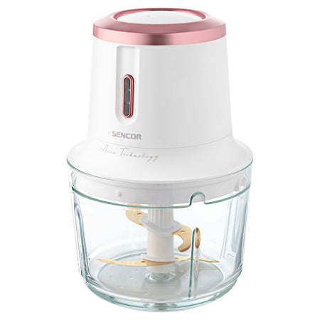 Tocător cordless 500 ml cu bol sticlă, 2 viteze, LED, USB-C Sencor S-SCB9000WH