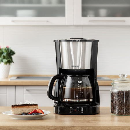 Cafetieră 1.25 L cu filtru permanent, plită antiaderentă, Sencor S-SCE3050SS