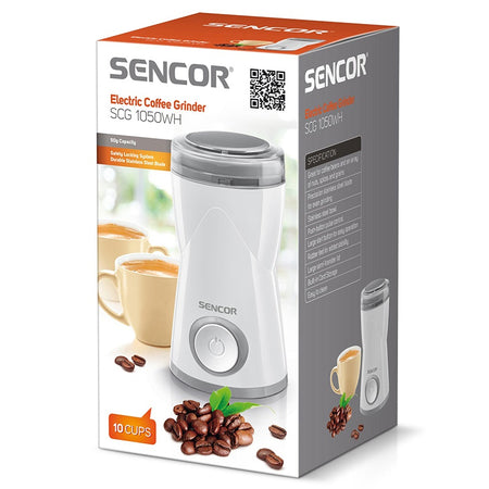 Râșniță de cafea electrică cu buton mare și sistem de siguranță Sencor