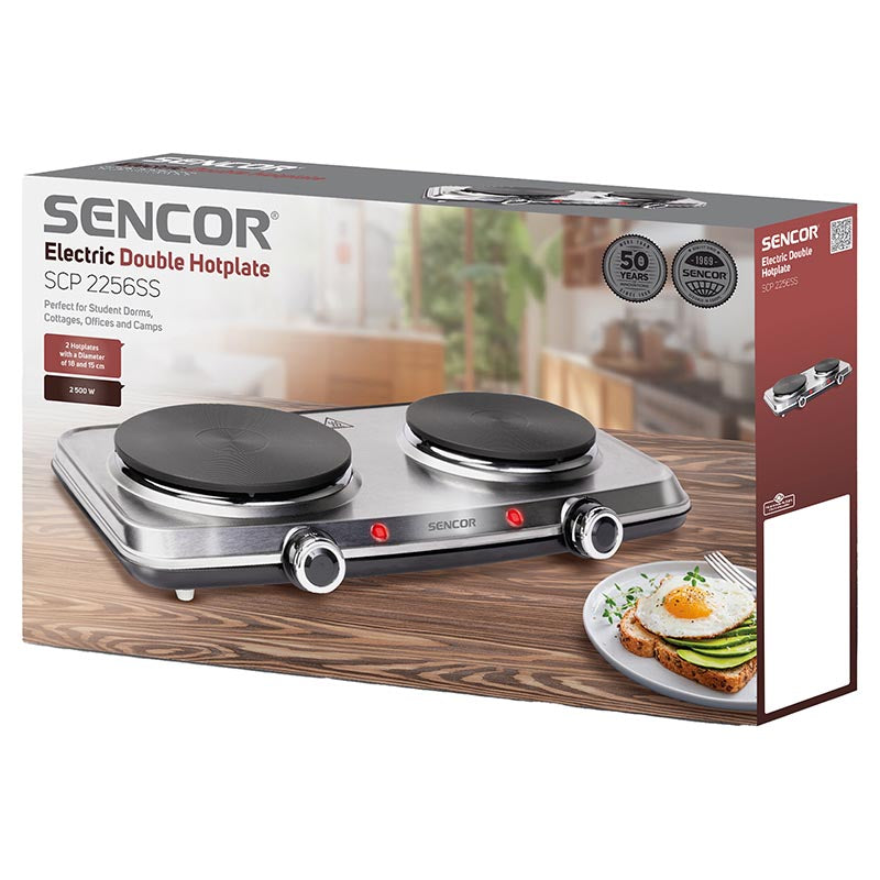Plită electrică dublă cu 2 ochiuri, 2500 W, Sencor