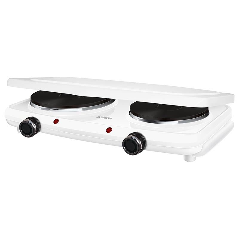Plită electrică dublă 2500 W, 18+15 cm, albă, Sencor S-SCP2271WH-E