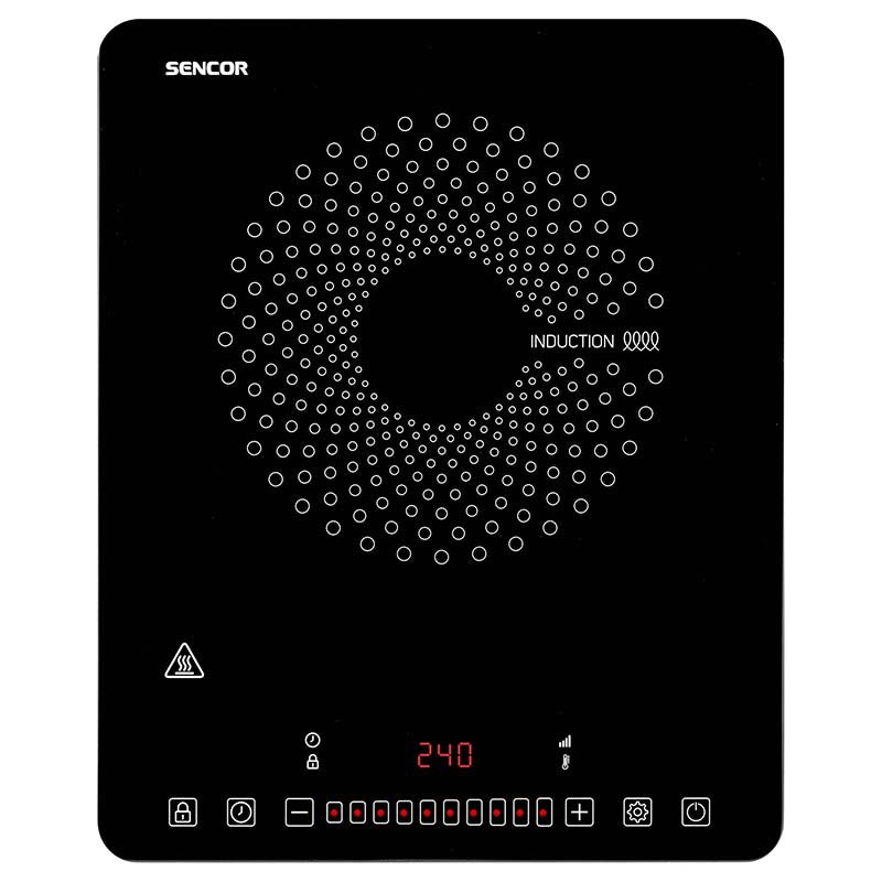 Plită inducție 2000 W, control tactil, design compact Sencor S-SCP3701BK