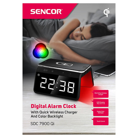 Ceas digital cu încărcare wireless Sencor S-SDC7900QI