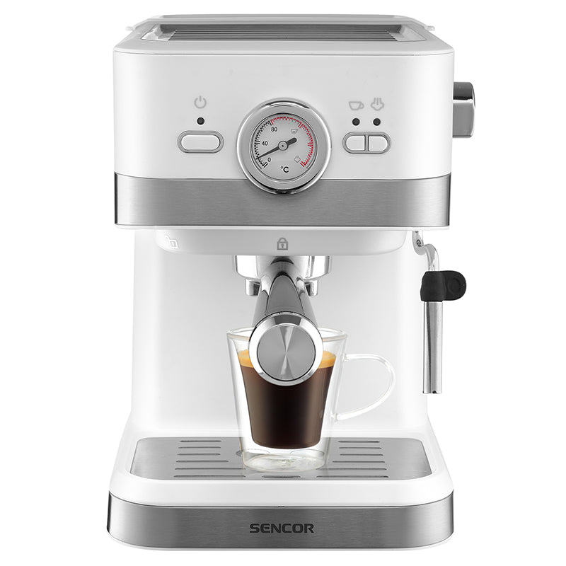 Espressor 20 bar 1050 W cu baghetă abur, filtru inox, Sencor S-SES1720WH