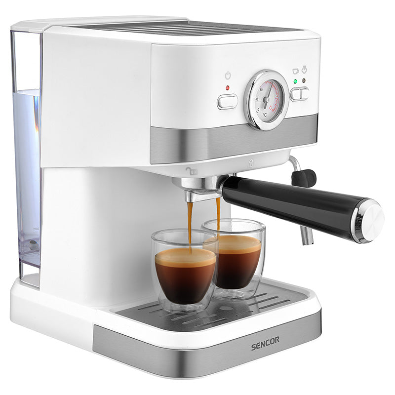 Espressor 20 bar 1050 W cu baghetă abur, filtru inox, Sencor S-SES1720WH