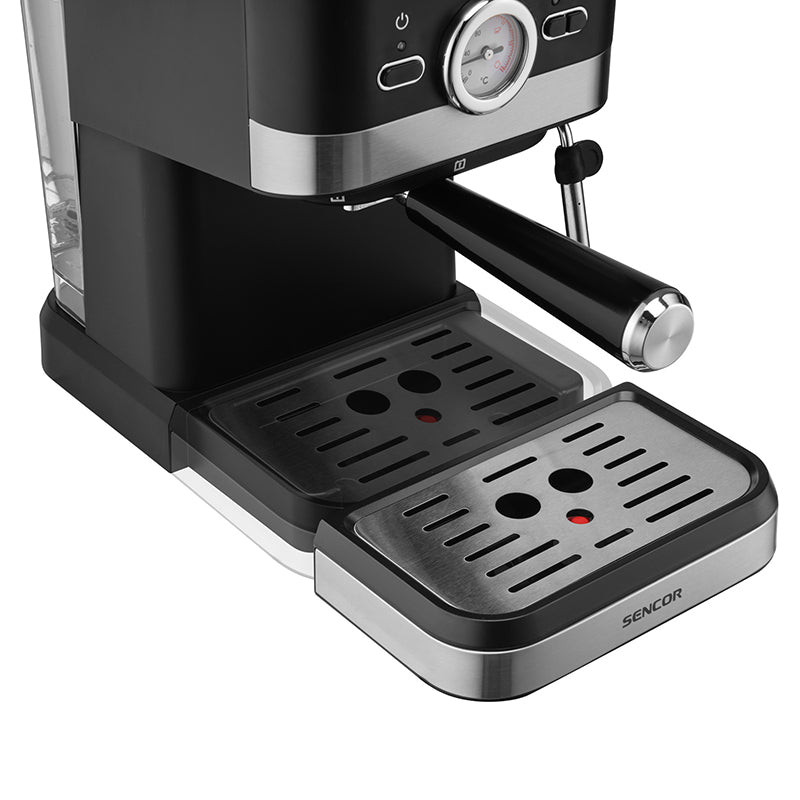 Espressor 20 bar, 1050 W, funcții digitale, abur și apă fierbinte, Sencor S-SES1721BK