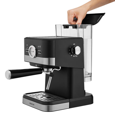 Espressor 20 bar, 1050 W, funcții digitale, abur și apă fierbinte, Sencor S-SES1721BK